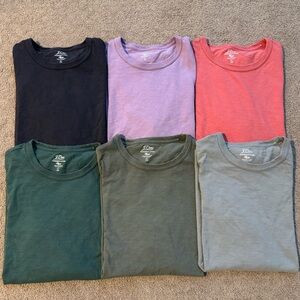 J. Crew Men’s Slub Cotton Garment-Dyed T-Shirts Lot of 6 Large Slim